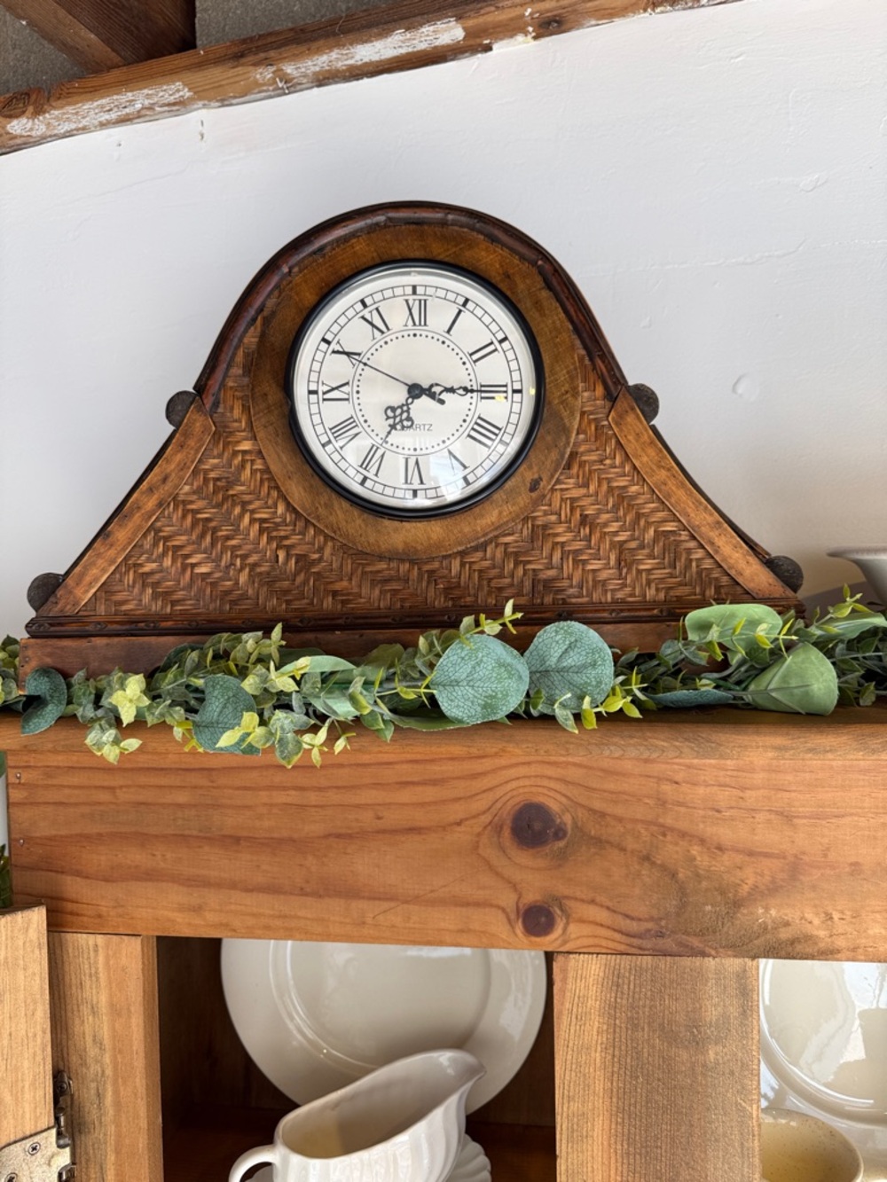 Wooden Mantel Clock Wall Decor in Brown